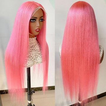 Neobeauty Density 250% Human Hair Pink Wig 13*4 HD Lace Wig Straight Hair Real Hair Wigs for Women